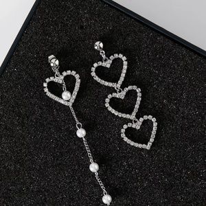 New Dangle Pearls And Hearts Asymmetrical Earrings